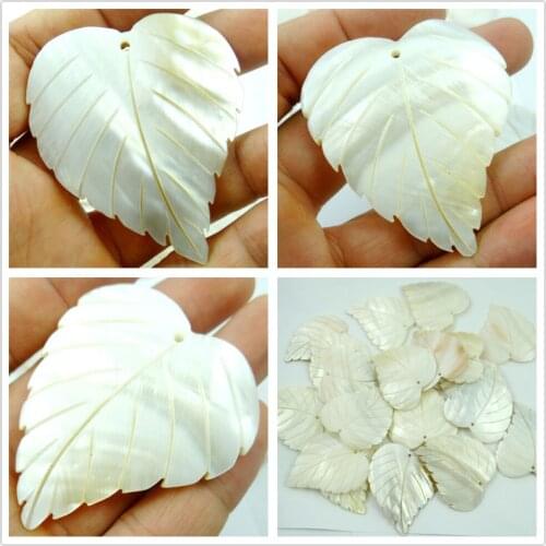 5pc Natural Sea SHELL hand-carved Leaves Pendant Jewelry making necklace for Women Vintage Jewelry Friendship Gifts F40