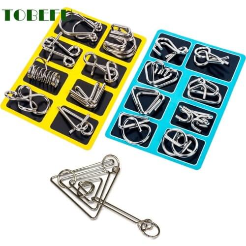 8PCS/Set Materials Metal Montessori Puzzle Wire IQ Mind Brain Teaser Puzzles for Children Adults Anti-Stress Reliever Toys