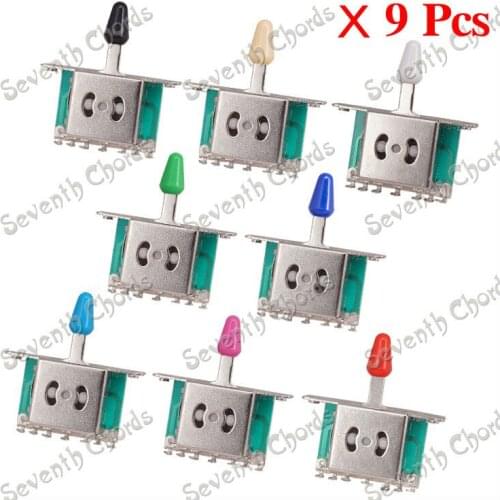 9 Pcs 9 Colors Knob TIp 5 Way Selector Lever Switches for Electric Guitar - 7 Wiring pin