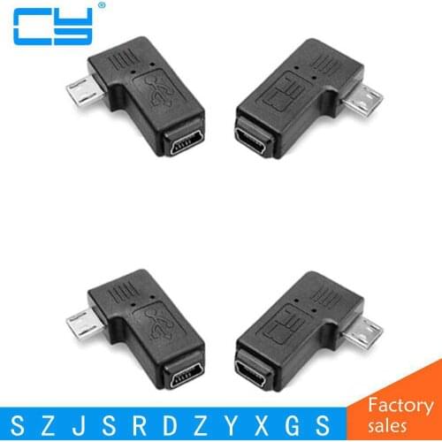 90 Degree Left & Right Angled Mini USB 5pin Female to Micro USB Male Data Sync Adapter Plug Micro USB To Mini USB Connector
