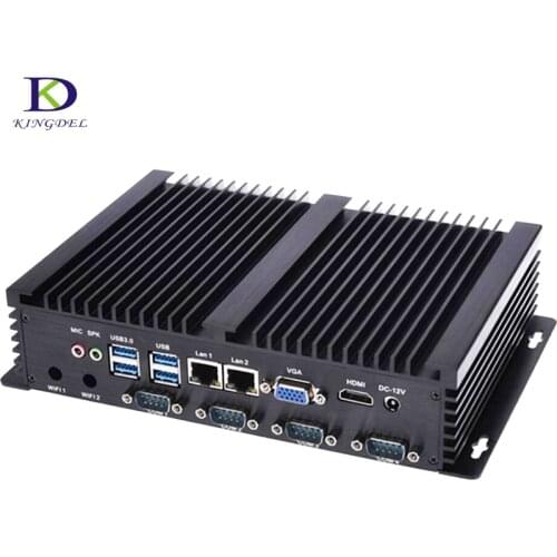 Fanless Mini PC ITX Case Windows10 Core i5 3317U 1007U Dual Nics 4*RS232 COM Rugged computer 300M Wifi BT HDMI+VGA industrial PC