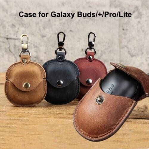Genuine Leather Case for Samaxung Galaxy Buds Pro Plus + Live Buds+ Bluetooth Wireless Earphone Bag Charging Box Cover Funda