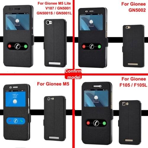 Open window Cover For Gionee F105 F105L case V187 GN5001 GN5001S GN5001L PU Leather Phone Cases For Gionee M5 GN5002 flip case