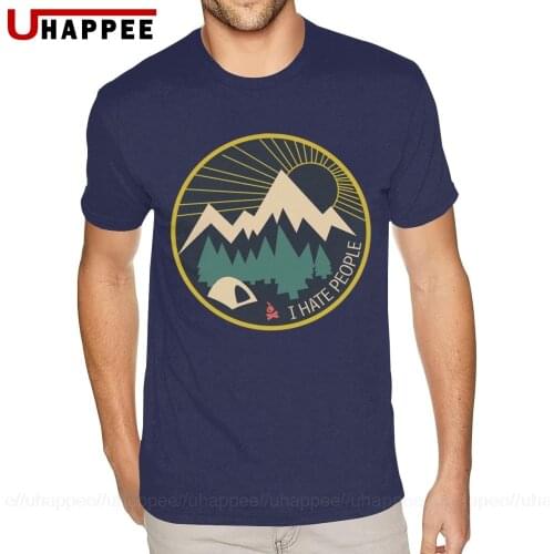 Cheap Custom I Hate People Camping Lovers T Shirts Men Custom Print Short Sleeve Red O Neck Tees Shirt