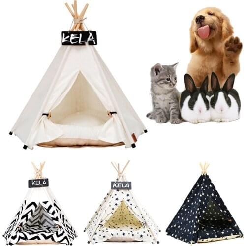 Puppy Excursion Outdoor Indoor Pet Tent House Cat Bed Portable Teepee With Thick Cushion 6 Colors Available For Dog Pet Products