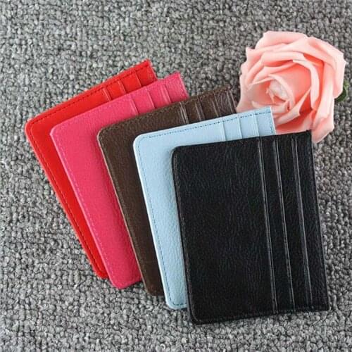 1Pc Pu Leather ID Card Holder Candy Color Bank Credit Card Box Multi Slot Slim Card Case Wallet Women Men Business Card Cover