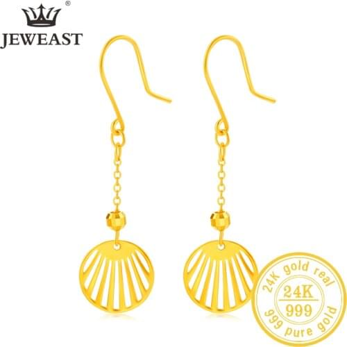 JJJ 24K Pure Gold Earring Real AU 999 Solid Gold Earrings Nice Good Hollow Tassel Upscale Trendy Fine Jewelry Hot Sell New 2020