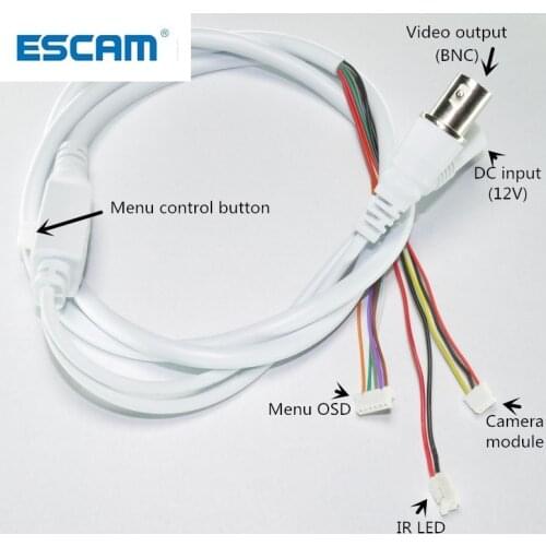 CCTV Camera 11-core Video Cable DC Input + BNC output + OSD Menu Button For CCTV Camera(6pin 1.25mm + 3pin 1.5mm + 2pin 2.0mm)