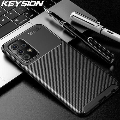 KEYSION Phone Case for Samsung A52 A72 5G Carbon Fiber Texture Soft Silicone Shockproof back Cover For Galaxy A72 A52 5G A32