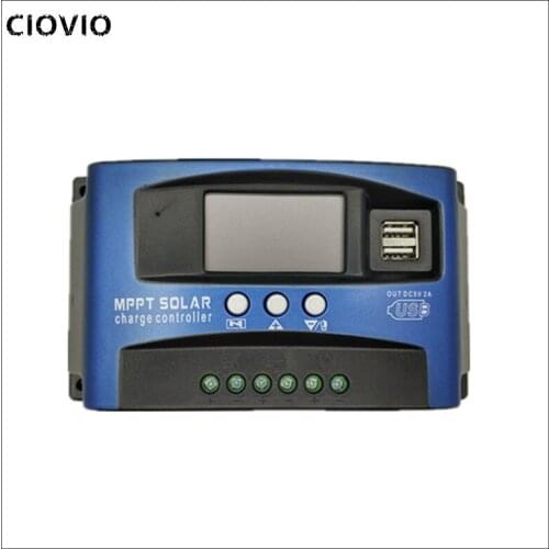 MPPT 30/40/50/60A Solar Charge Controller Dual USB LCD Display 12V 24V Auto Solar Cell Panel Charger Regulator with Load