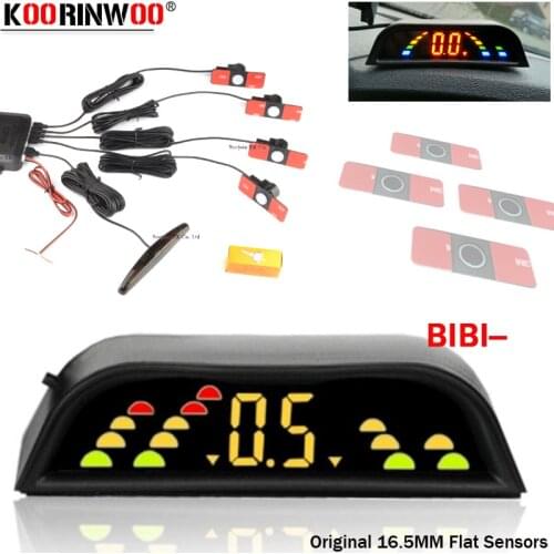 Koorinwoo Electromagnetic Original LCD Screen Car Parking Sensors 13MM Flat 4 Parkmaster Black White Bumper Backlight Reversing