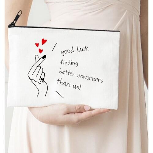 Good Luck Makeup Bag Letter Flower Print Cool Cosmetic Bags Make Up Bags Toiletries Organizer Pouch Ladies Clutch Fashion