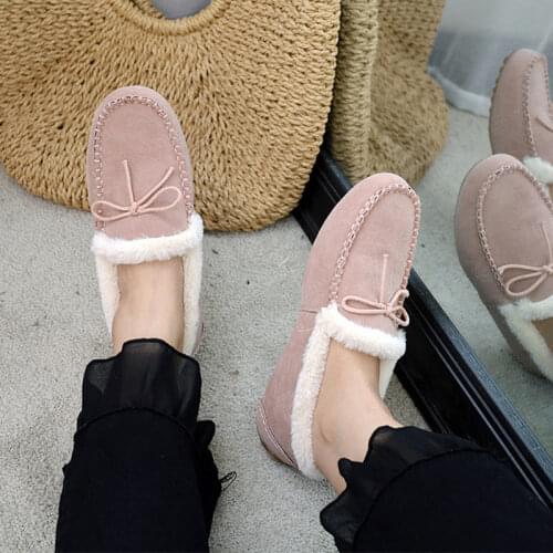 Women Shoes Loafers Winter Fur Ladies Flat Round Toe Platform Non Slip Woman Footwear Short Plush Warm Comfort Solid 2021 New