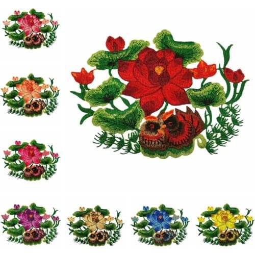 50pcs/Lot Peony Mandarin Duck Embroidery Patches Letters Clothing Decoration Accessories Diy Iron Heat Transfer Applique