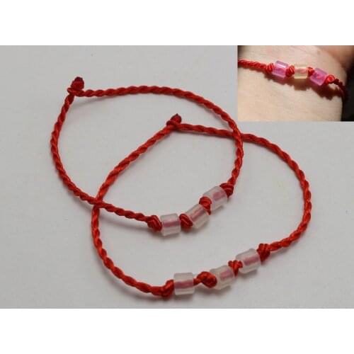 20 Lucky Braided Red String Rope Bracelet 20cm with Sunlight Color Changing Bead