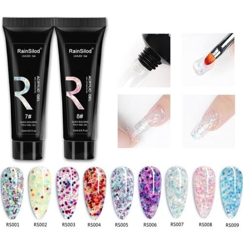 15ml Poly Nail Gel For Nail Quick Extension Finger Acrylic Gel White UV LED Builder Gel Tips Slip Solution Nail Art Gel Polish