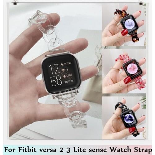 Fashion Women Watchband For Fitbit Versa 3 2 Band 22mm Metal Bracelet for Fitbit Versa / Versa 3 2 Lite Sense Chain Resin Strap