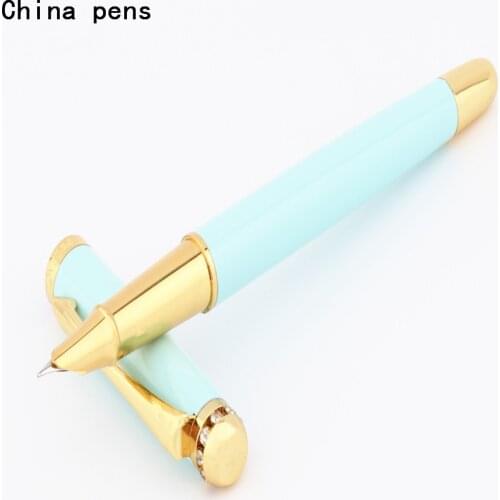 Luxury quality 7050 Diamond hat light blue Colour School student office 0.38mm Nib Fountain Pens New