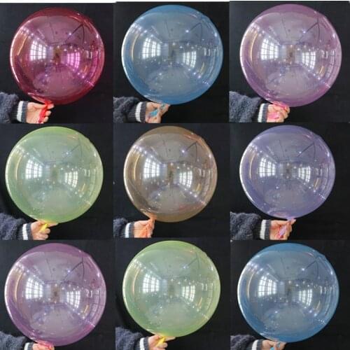 20pcs 18inch colorful crystal balloons double-layer round Bobo transparent transparent balloons wedding helium balloon