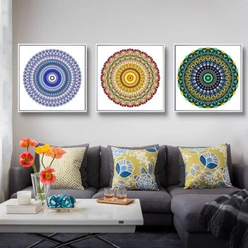 Nordic Canvas Painting National Pattern Picture Home Decor Wall Art Poster Print Living Room Abstract Flower Colorful Painting