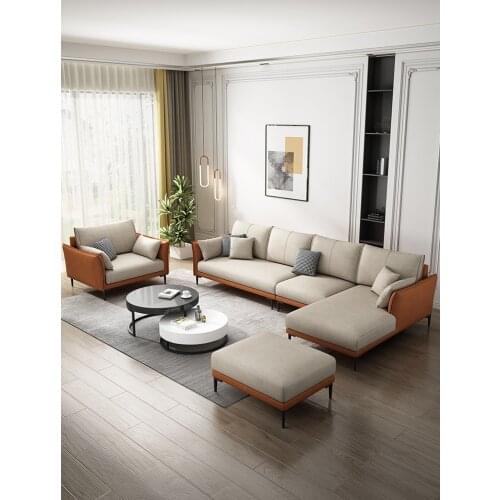 Washless Technology cloth Princess sofa combination modern simple living room light luxury corner fabric latex sofa