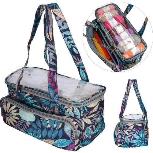 Yarn Storage Tote DIY Hand‑Made Knitting Crochet Supplies Bag Printed Wool Organizer for Home and Travel Large Capacity