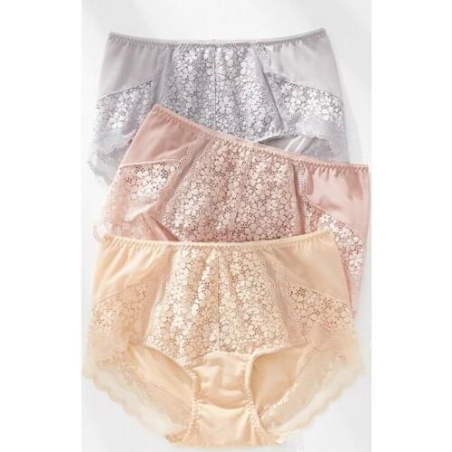 3pcs Panties For Women Seamless Sexy Lace Invisible Underwear Modal Cotton High Rise Underpants Big Size Soft Intimates Briefs