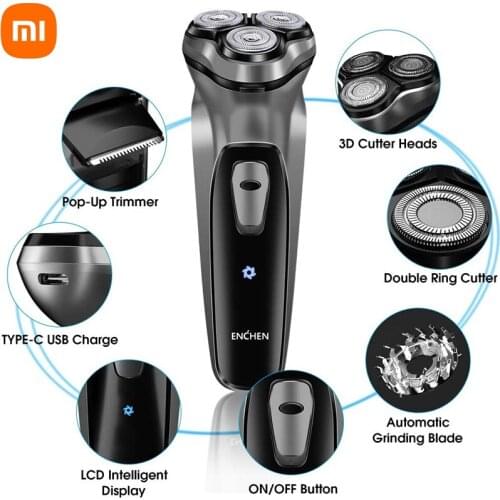 Xiaomi Waterproof Electric Face Shaver Razor USB Rechargeable Blackstone 3D Floating Blade Washable Shaving Beard Machine