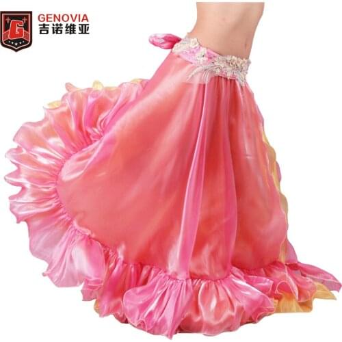 Performance Women Belly Dance Costume 2 layers Long Skirt Dress Carnival Bollywood Girls Skirts (no belt)