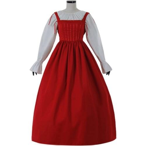 Womens Red Medieval Renaissance Victorian Evening Dresses Costumes Retro Long Sleeve Lace Ball Gowns Maxi Dress Custom Made