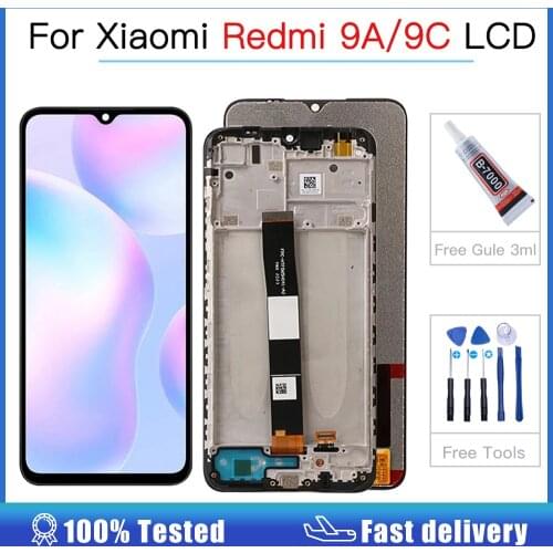 6.53" lcd For Xiaomi Redmi 9A LCD Display With Frame Touch Screen Digitizer Assembly for Redmi 9C Screen Replace LCD 100% Tested