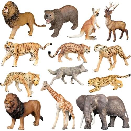 Zoo Animal crocodile hippo deer leopard wolf giraffe panda lion tiger Model Action Figures Educational toys Gift For Kids