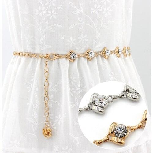 2019 Fashion Luxury Women Metal Waist Chain Belt Inlaid Rhinestone Ladies For Dresses Chain Belts