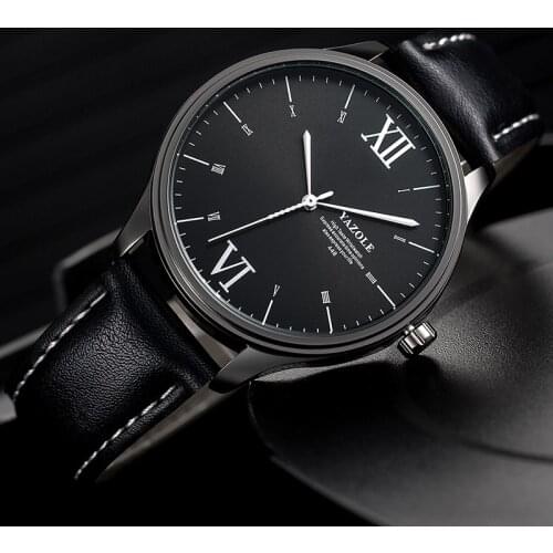 YAZOLE Business Mens Watches Men Top Famous Brand Quartz Wristwatches Waterproof Leather Wrist Watches For Man Clock Male Hours
