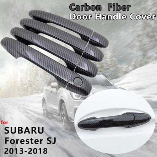 4PCS Gloss Black Carbon Fiber Door Handle Cover Catch Trim Car Accessories for Subaru Forester SJ 2013 2014 2015 2016 2017 2018