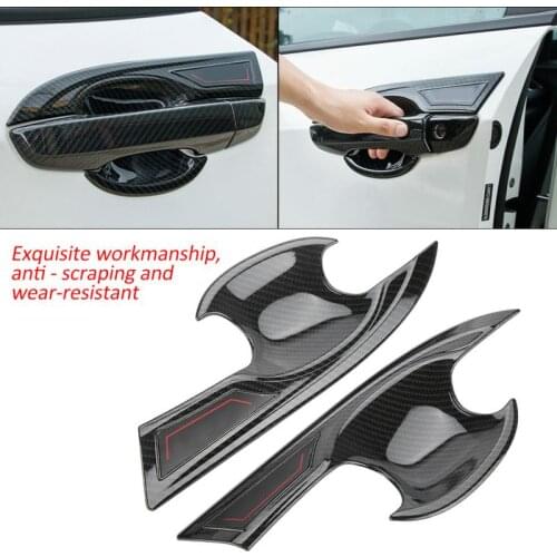 4PCS Carbon Fiber Style Car Outer Door Handle Bowl Cover Trim Stickers For Honda Civic 2016 Car Accessories New