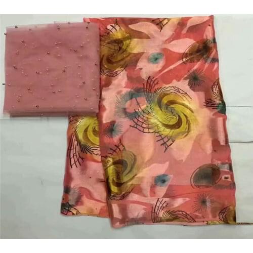 5+2 Yards/set Latest African soft silk fabric for garment neat embroidery on the material with swiss voile lace tissu! LXFN11212