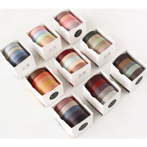 5 Pcs/Set DIY Basic Solid Color Adhesive Washi Tape Cute Kawaii Decorative Masking Tape For Scrapbooking Sticker Stationery