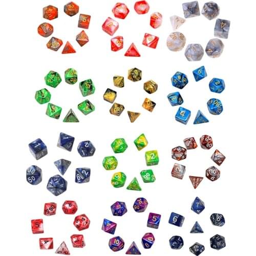 7pcs D20 Polyhedral Dice Double Colors 20 Sided Dices Table Board Role Playing Game for Bar Pub Club Party
