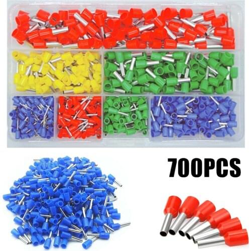 700PCS Assorted Copper Crimp Connector Insulated Cord Pin End Terminals Ferrules Wire Terminals Connectors Kit Set 0.5-6.0mm2