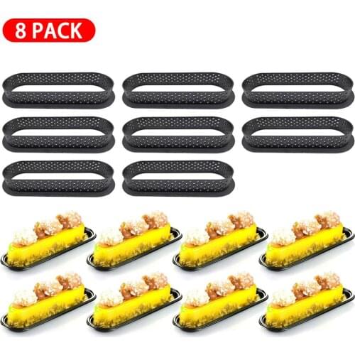 8Pcs Oval-Shape Cake Mold Perforated Cutter Decorating Mousse Circle Cutter DIY Perforated Ring Non Stick Bakeware Home Kitchen