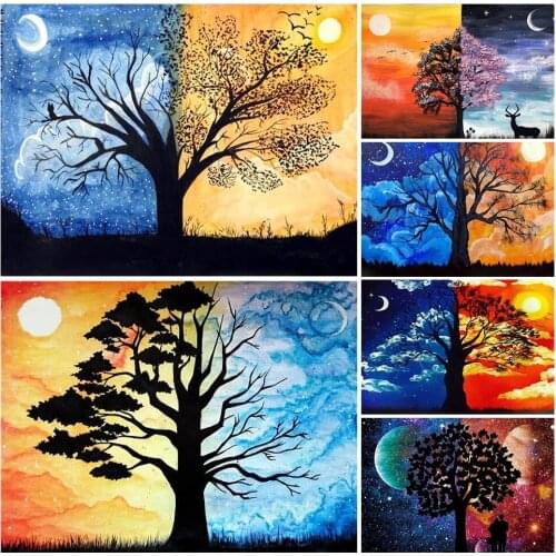 Diamond Embroidery Painting Tree Sky Landscape Diy Full Square Round Cross Stitch Rhinestone Embroidery Wall Art Pictures