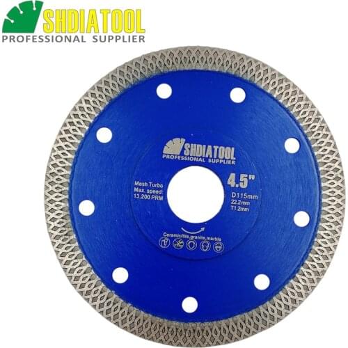 SHDIATOOL 1pc Diamond Cutting Disc X Mesh Turbo Saw Blade Rim Segment Circular Hot-pressed Sintered Dia 4" 4.5" 5" 7"8"9" 10"12"