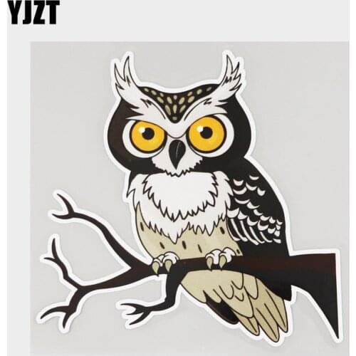 YJZT 12.9CM×13.2CM Car Sticker Owl Sitting On A Branch PVC Decal 11C-0152