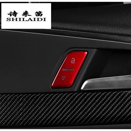 Car styling Door Unlock Switch Button decoration Cover Stickers Trim For Audi A4 B9 A5 stainless steel Interior auto Accessories