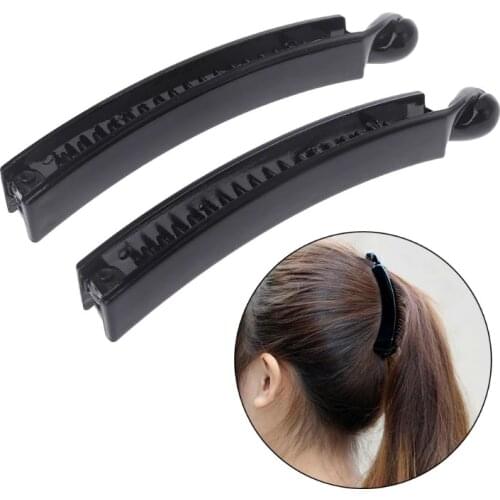 2 Pieces 10 cm Banana Hair Clips Black Square Head Plastic Barrette Ponytail Holder