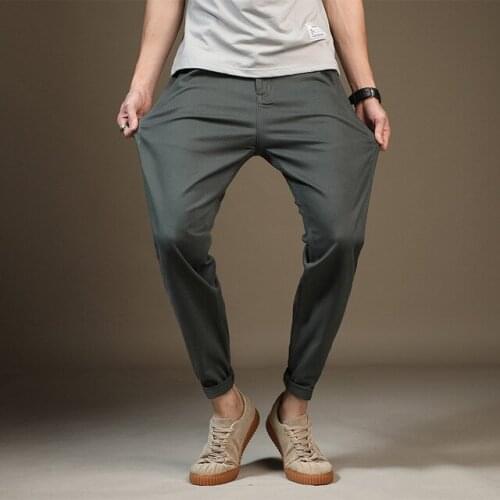 Autumn Mens Casual Pants Mens Plus Size Solid Color Harem Pants Fashion Loose Trousers Men Male Man Clothing