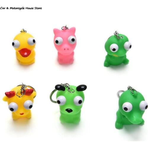 Antistress Extruding Big Raised Eyes Frog Keychains Pendants Accessories Lovely Funny Chicken Keyrings