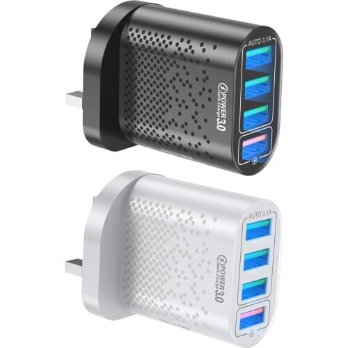 Fast Charge 4 USB Port Hub Wall Charger Power Adapter UK Plug USB Cube Adapter