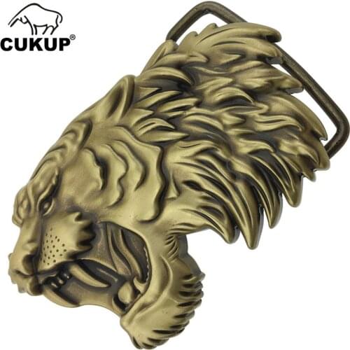 CUKUP 2018 DIY 3D Lion Head Brass Belt Buckles Chinese Style New Designer Brand Belts Buckle Zodiac Youth Wind 1pc Retail BRK029